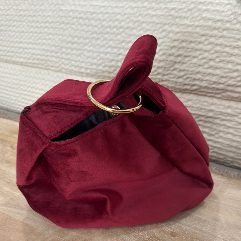 Elegant Burgundy Ring Handle Bag